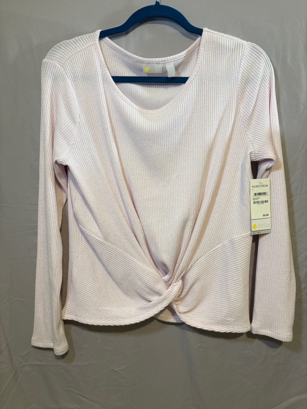 Zella Long-Sleeve Twist Front Top - Light pink